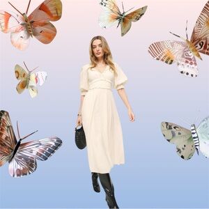 Reformation Mirielle Ruffle Puff Sleeve Organic Cotton Blend Dress size 10